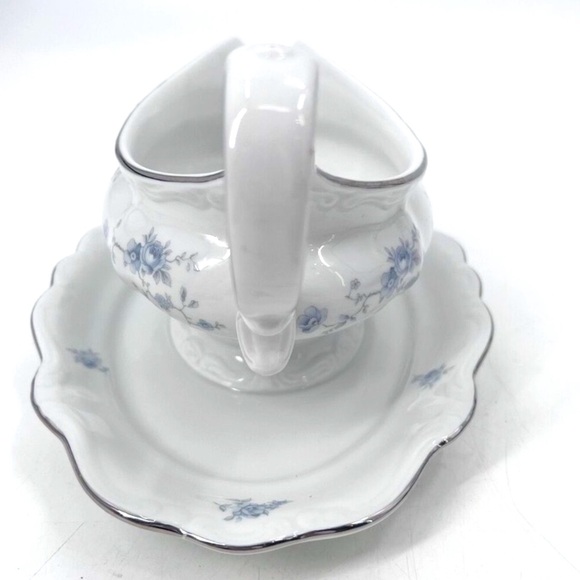 Vintage Johann Haviland Bavaria Blue Rose Gravy Boat and Saucer Dish Germany - Picture 6 of 9